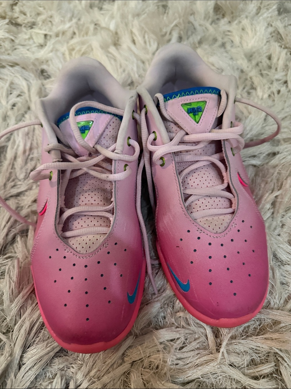Nike Kids Pink Gradient Sneakers with Teal Accents